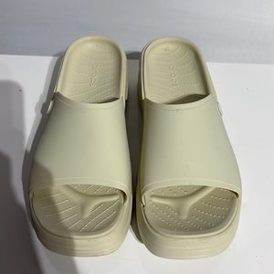 CROCS Women's Cream Platform Slide Wedges